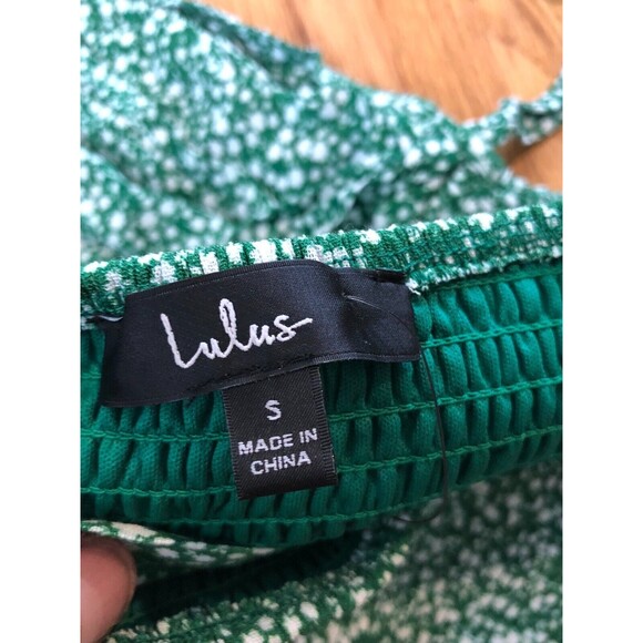 Lulus Romper Women's Small Green Floral Stretch Smocked Sleeveless Squar Neck - Picture 4 of 6